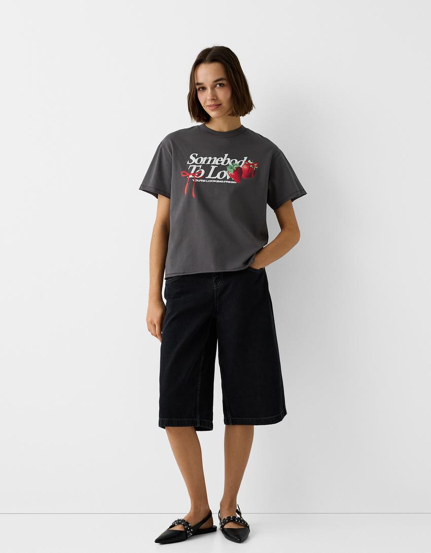 Regular fit short sleeve print T-shirt-Grey-3