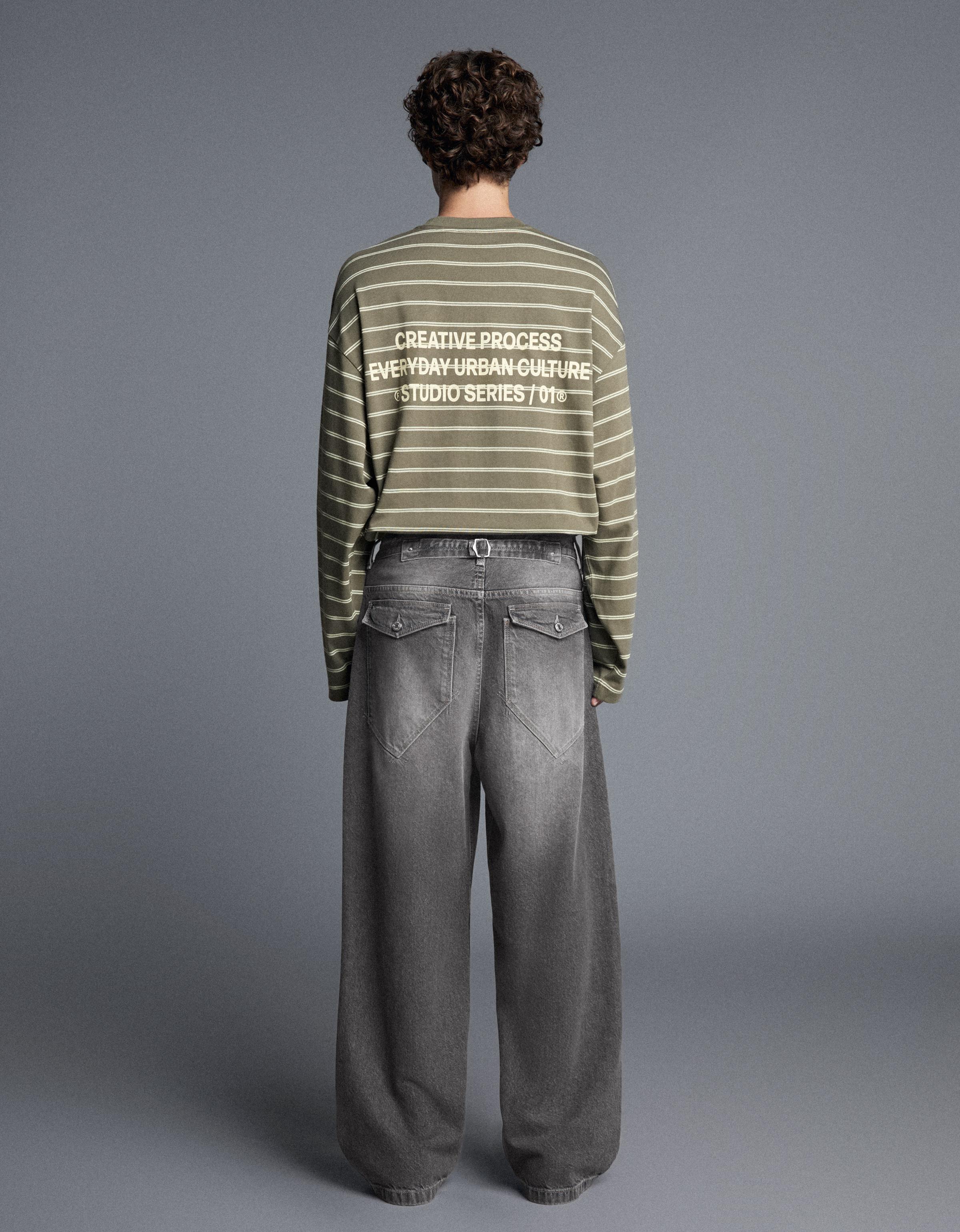 Neobarrel jeans with back buckle — Dark grey