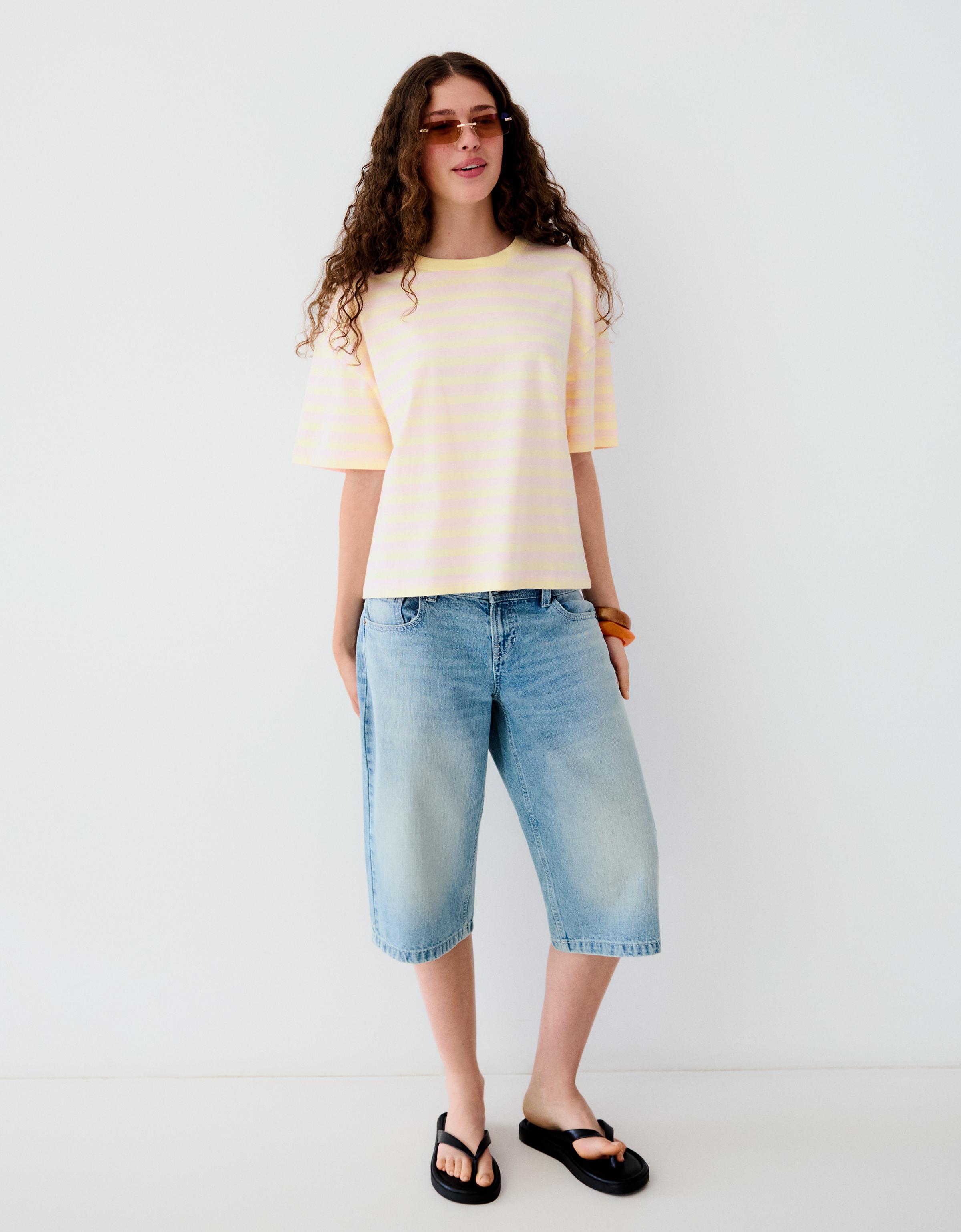 Boxy fit striped T-shirt — Yellow