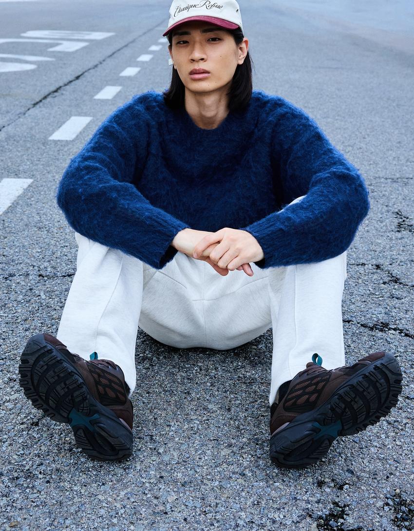 Casual-Sneaker im Materialmix-Braun