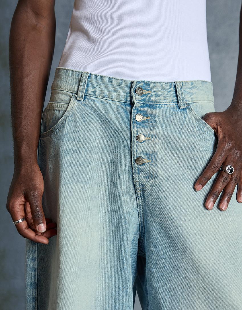 Barrel fit jean-Açık mavi