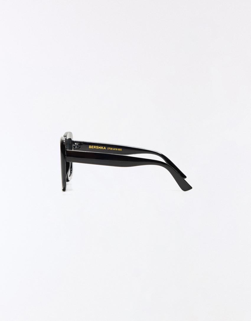 Kacamata hitam resin persegi-Hitam