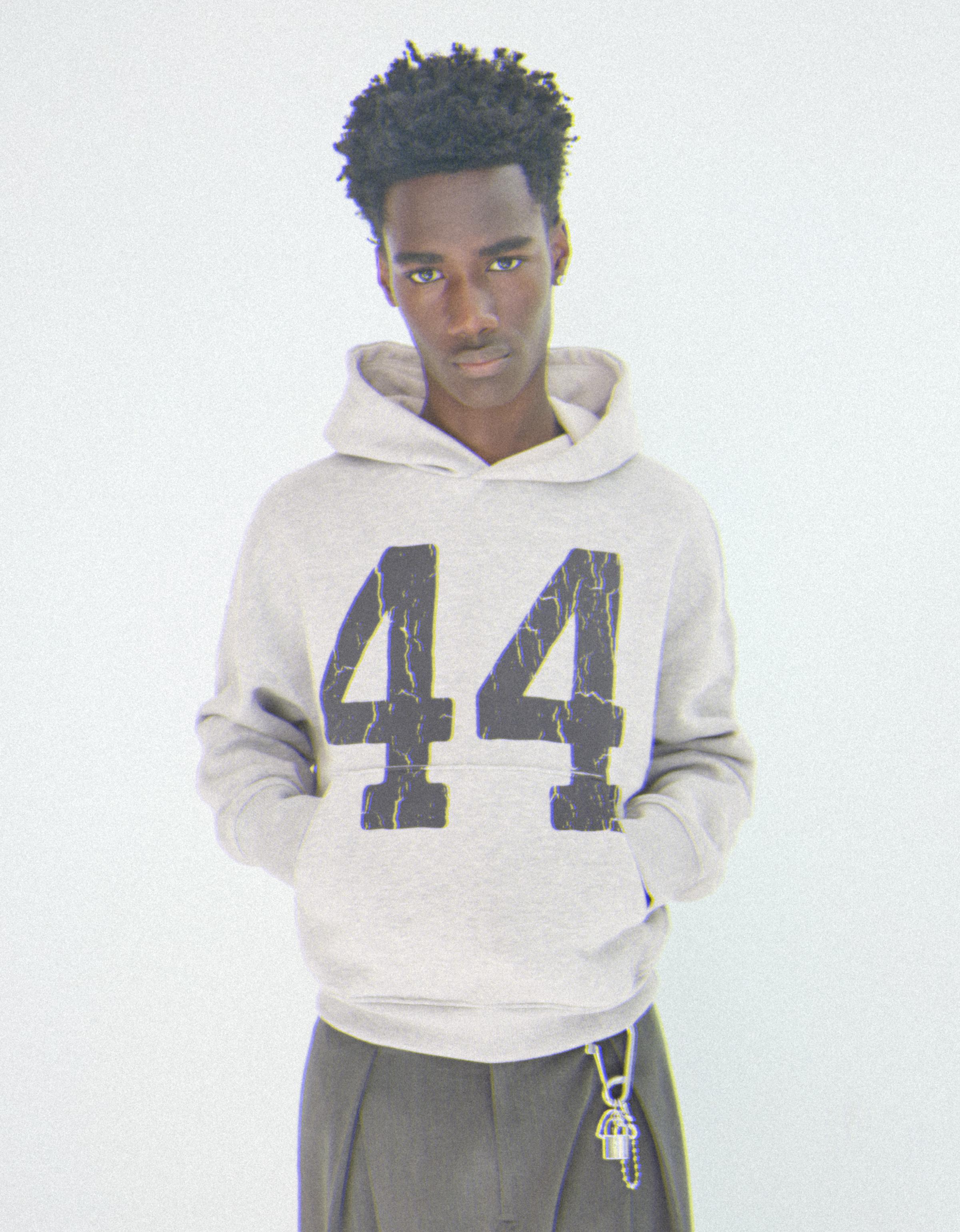 Bershka Yıkama efektli baskılı kapüşonlu sweatshirt görsel 6