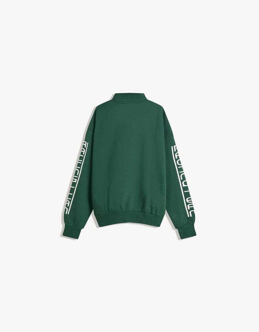 Sudadera cremallera print-Verde-4