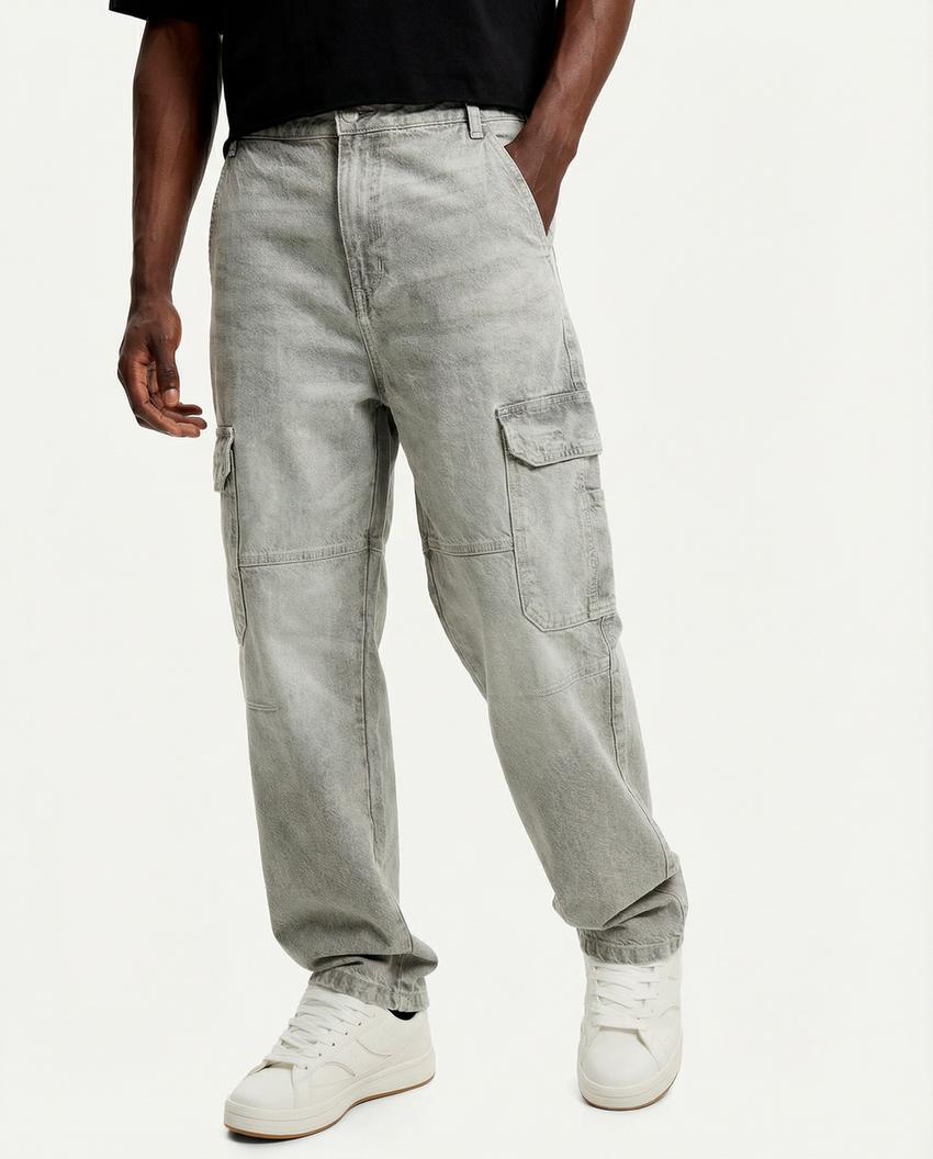 Baggy cargo jeans-Grey