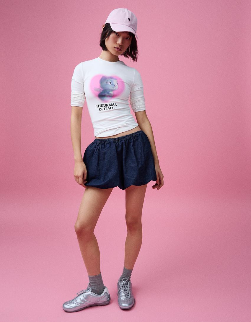 T-shirt Bibble maniche corte stampa-Bianco