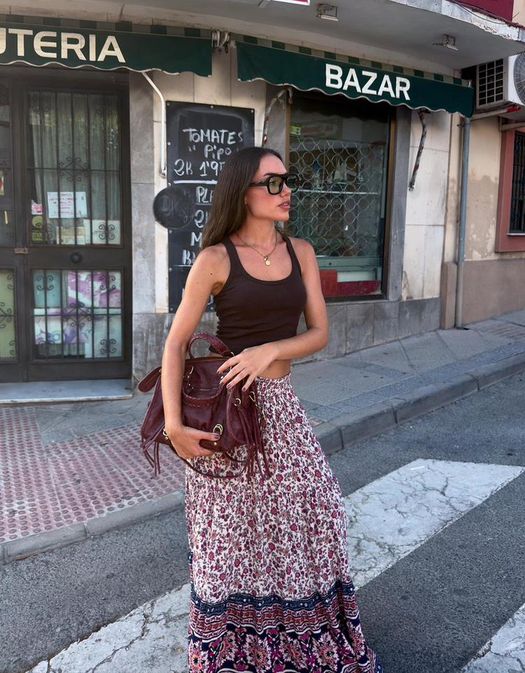 Boho print maxi skirt