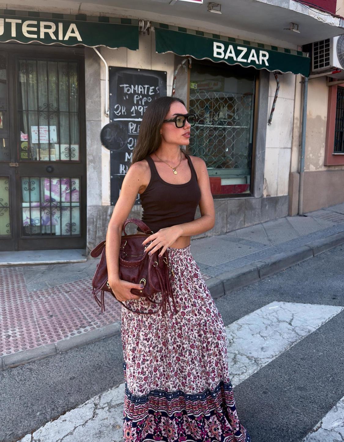 Boho print maxi skirt