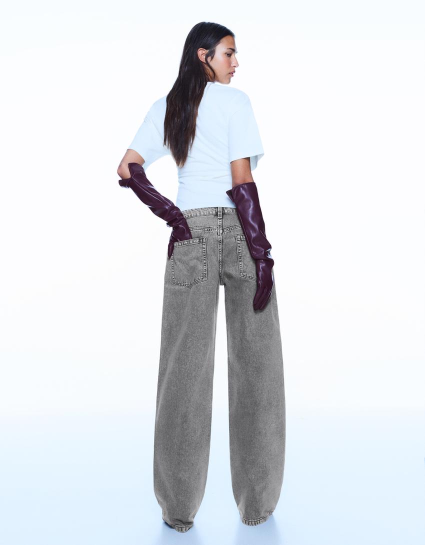 מכנסי barrel פאייטים-אפור כהה