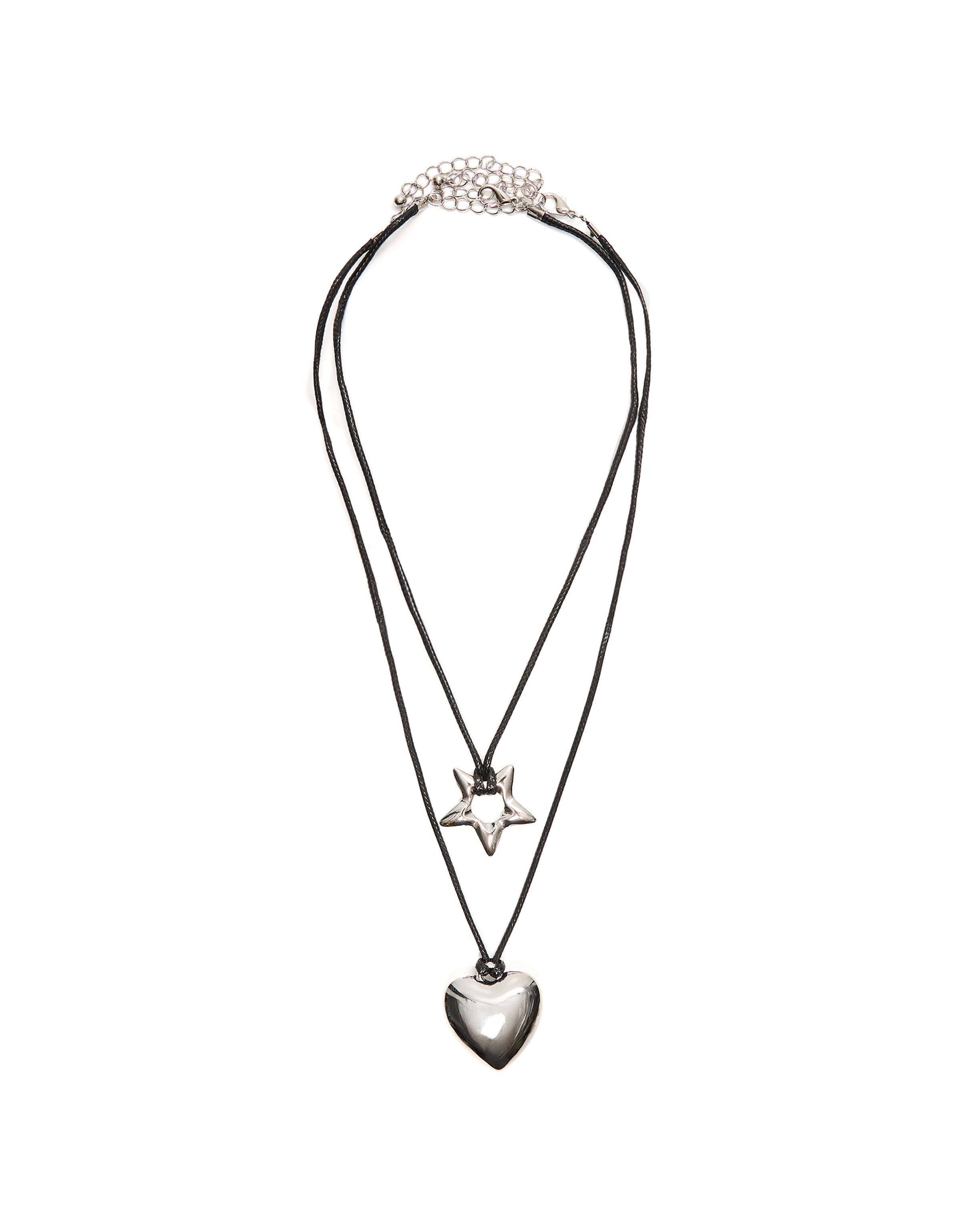 Cord necklace with pendant pack — Silver