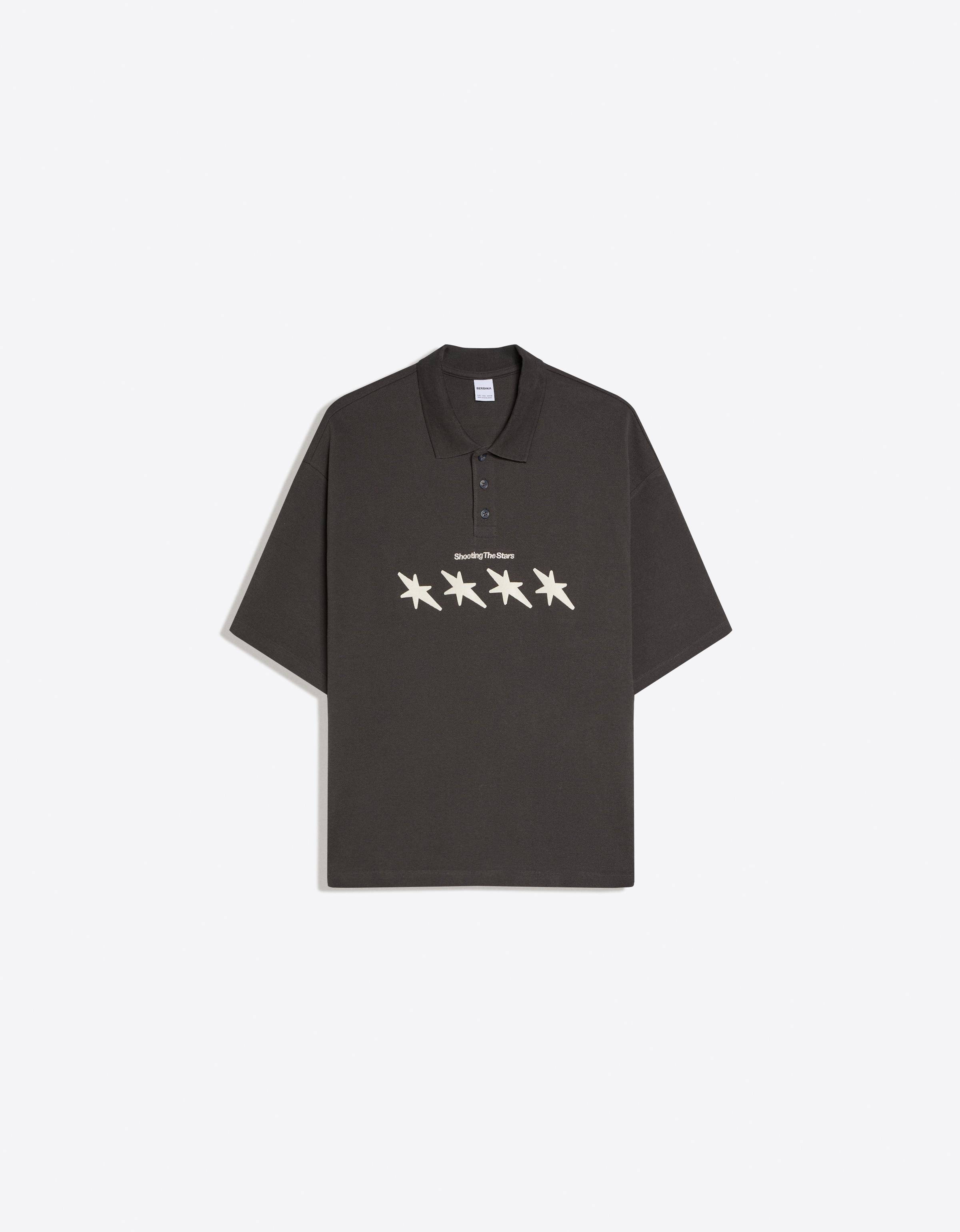 Baskılı boxy fit polo yaka t-shirt - Görsel 10