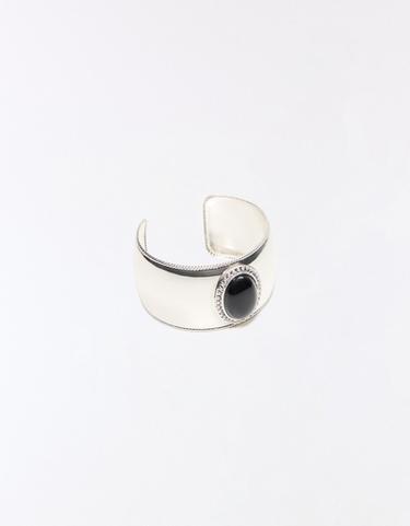 Oval stone bangle — Silver 2