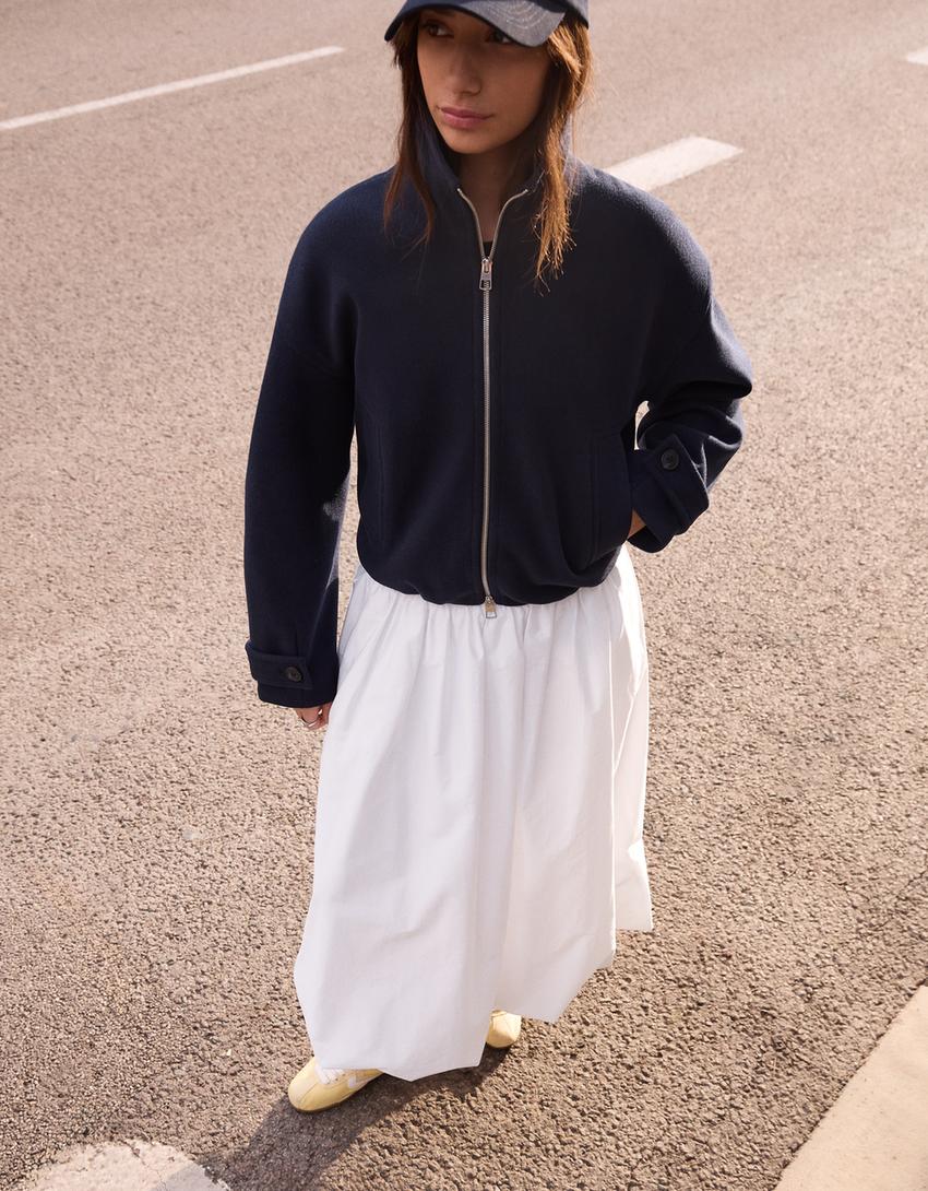 Soft touch balloon jacket-Navy