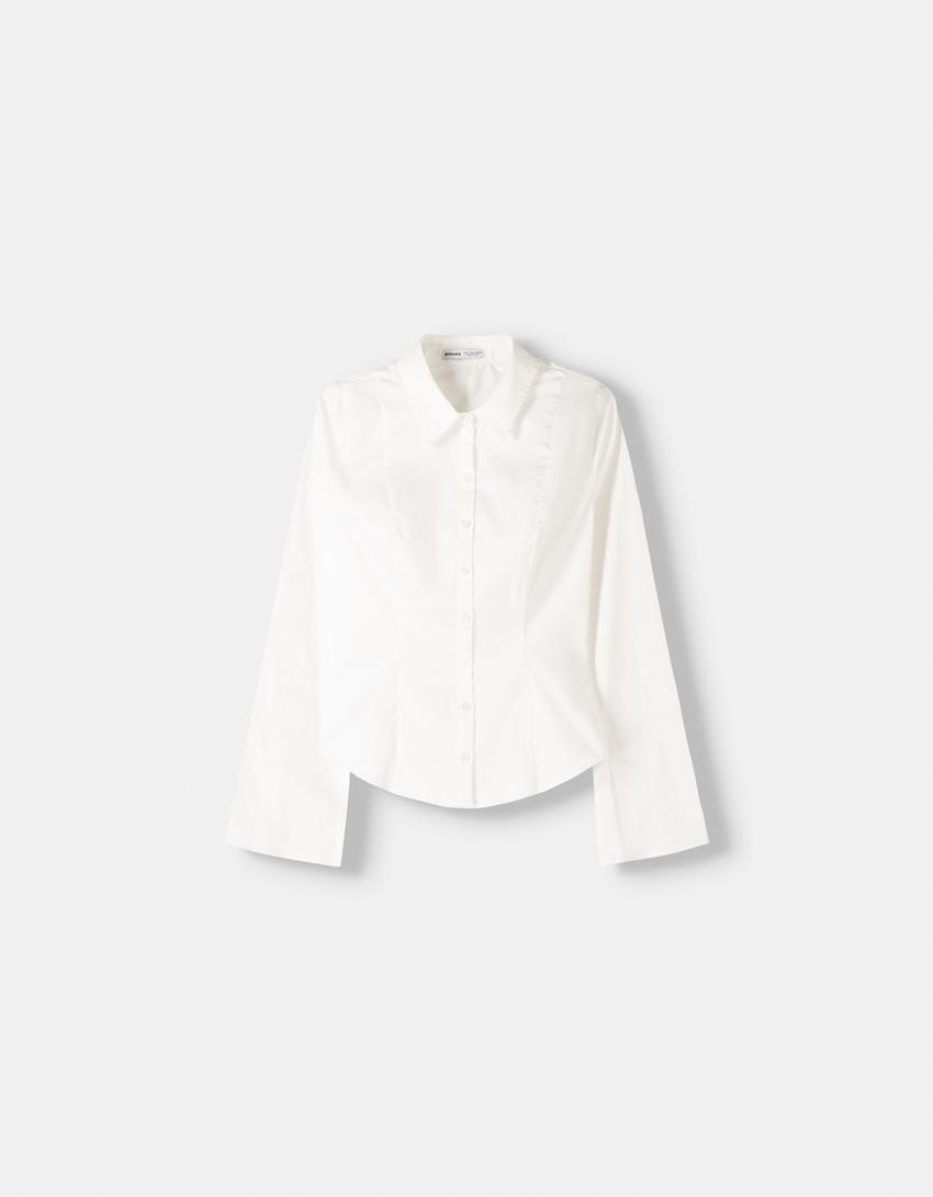 Chemise cintrée manches évasées-Blanc