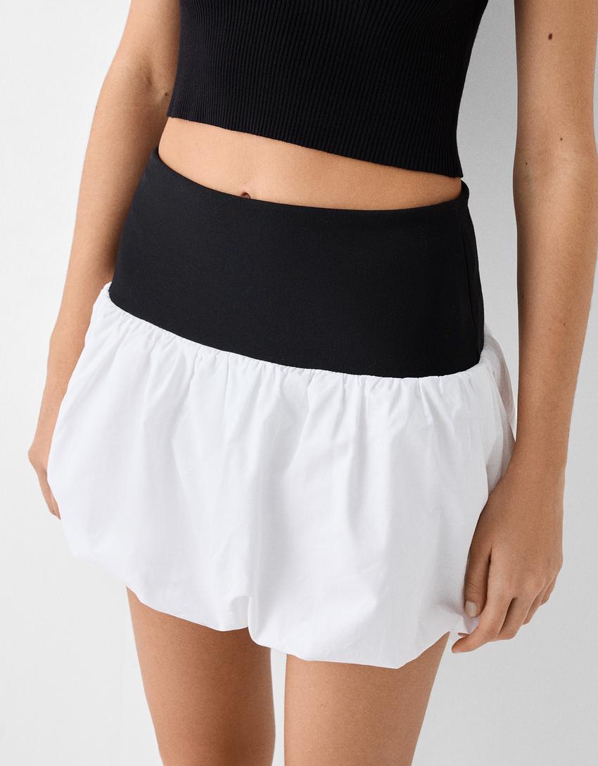 Balloon mini skirt-White-2
