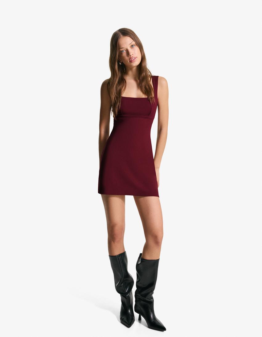 Vestido mini lazos-Burdeos