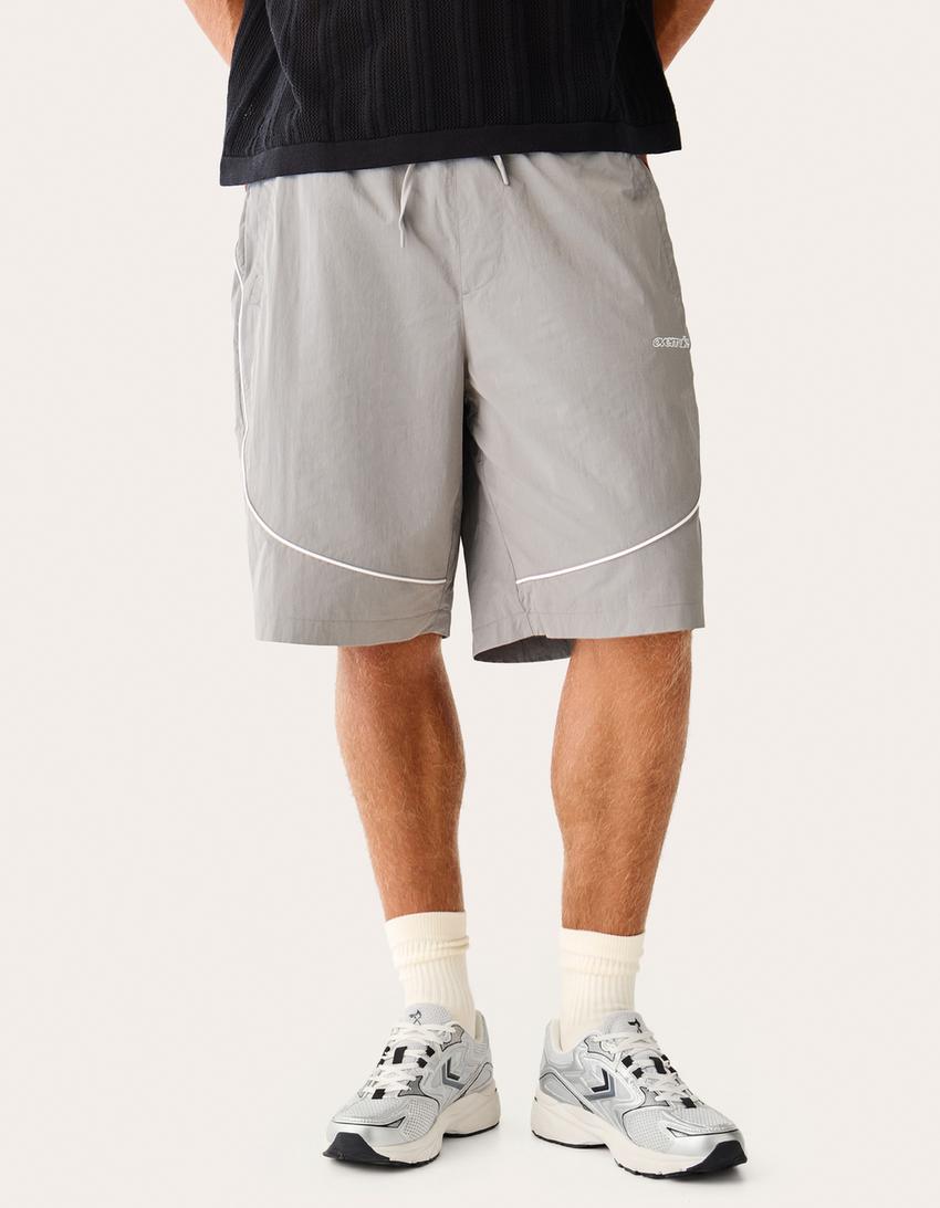 Technical skater Bermuda shorts-Grey