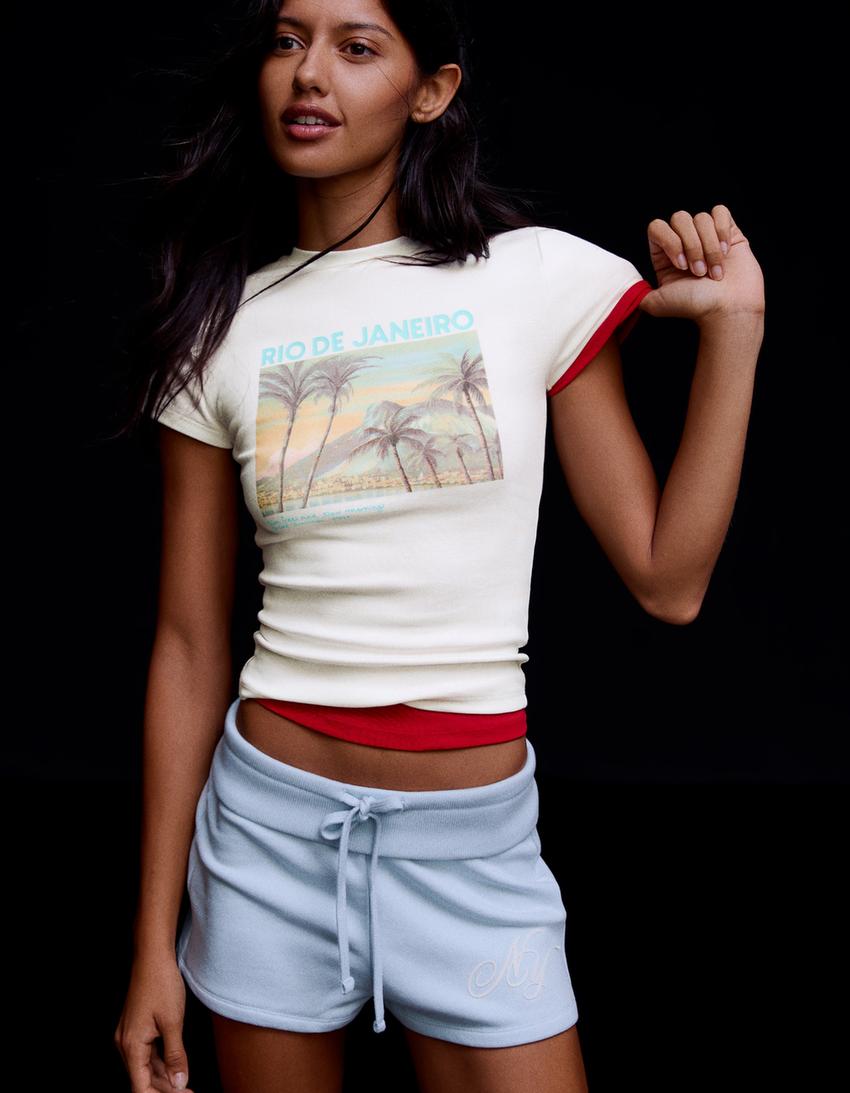 Fitted printed T-shirt-Off white