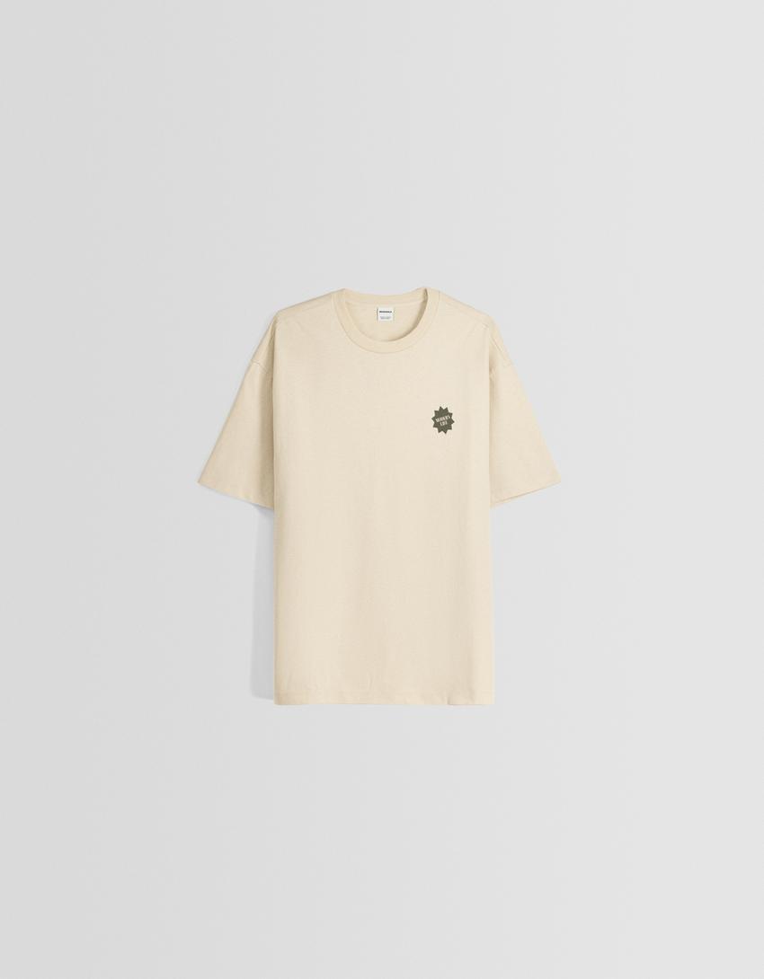T-shirt manga curta boxy fit estampado-Caramelo-4