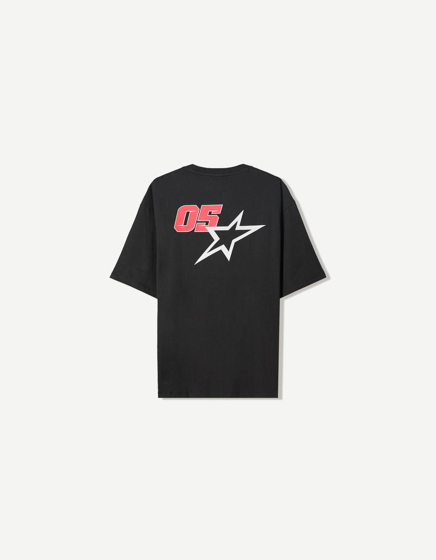 T-shirt manches courtes imprimé-Noir-5