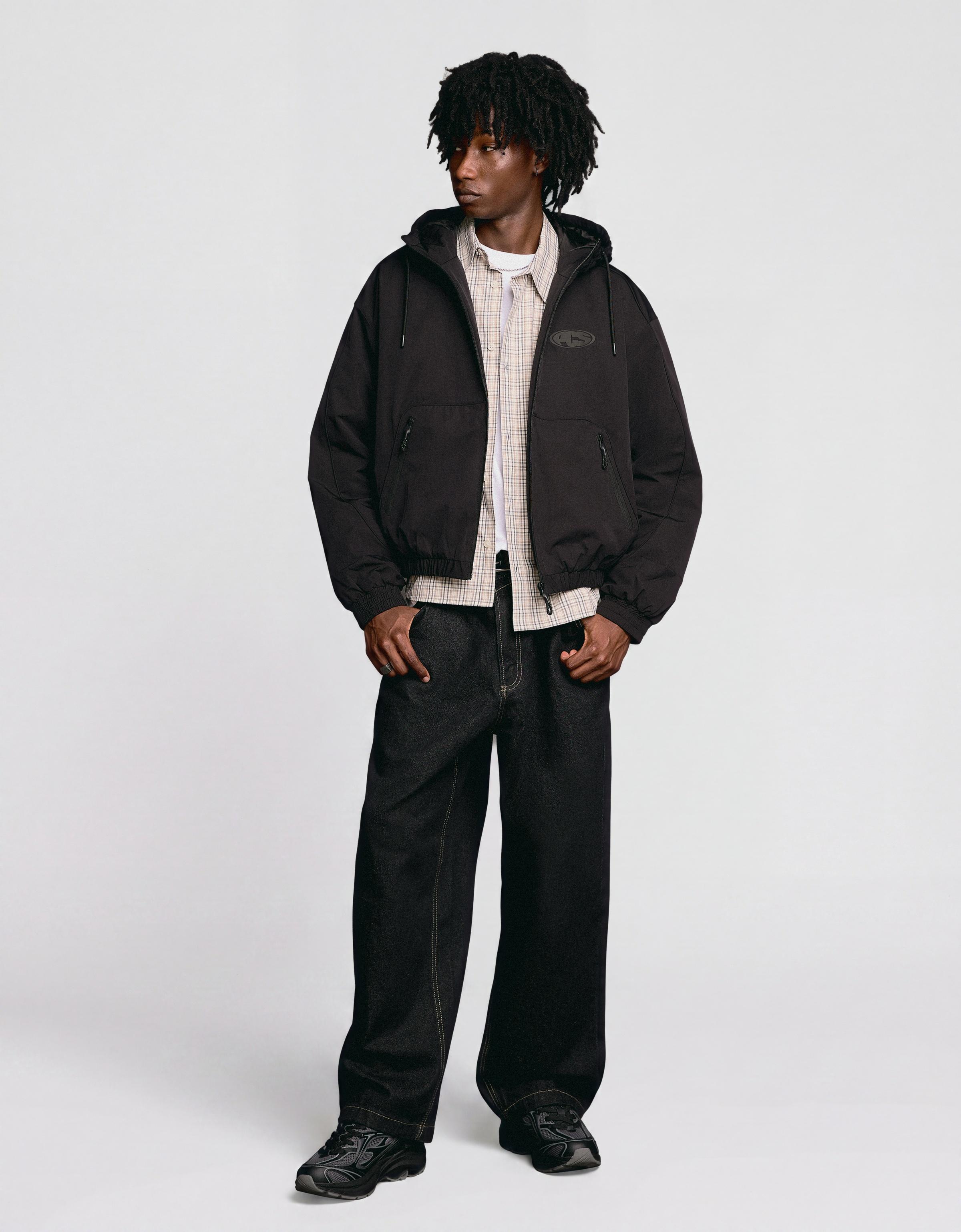 Technical hooded jacket — Black