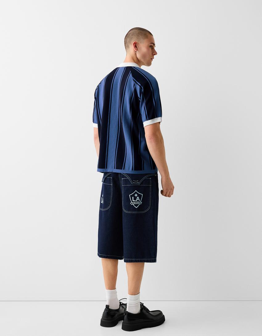 T-shirt polo LA Galaxy rayures-Bleu-2