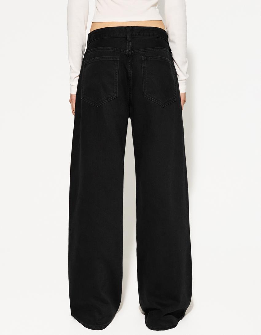 Wide-leg jeans-Black