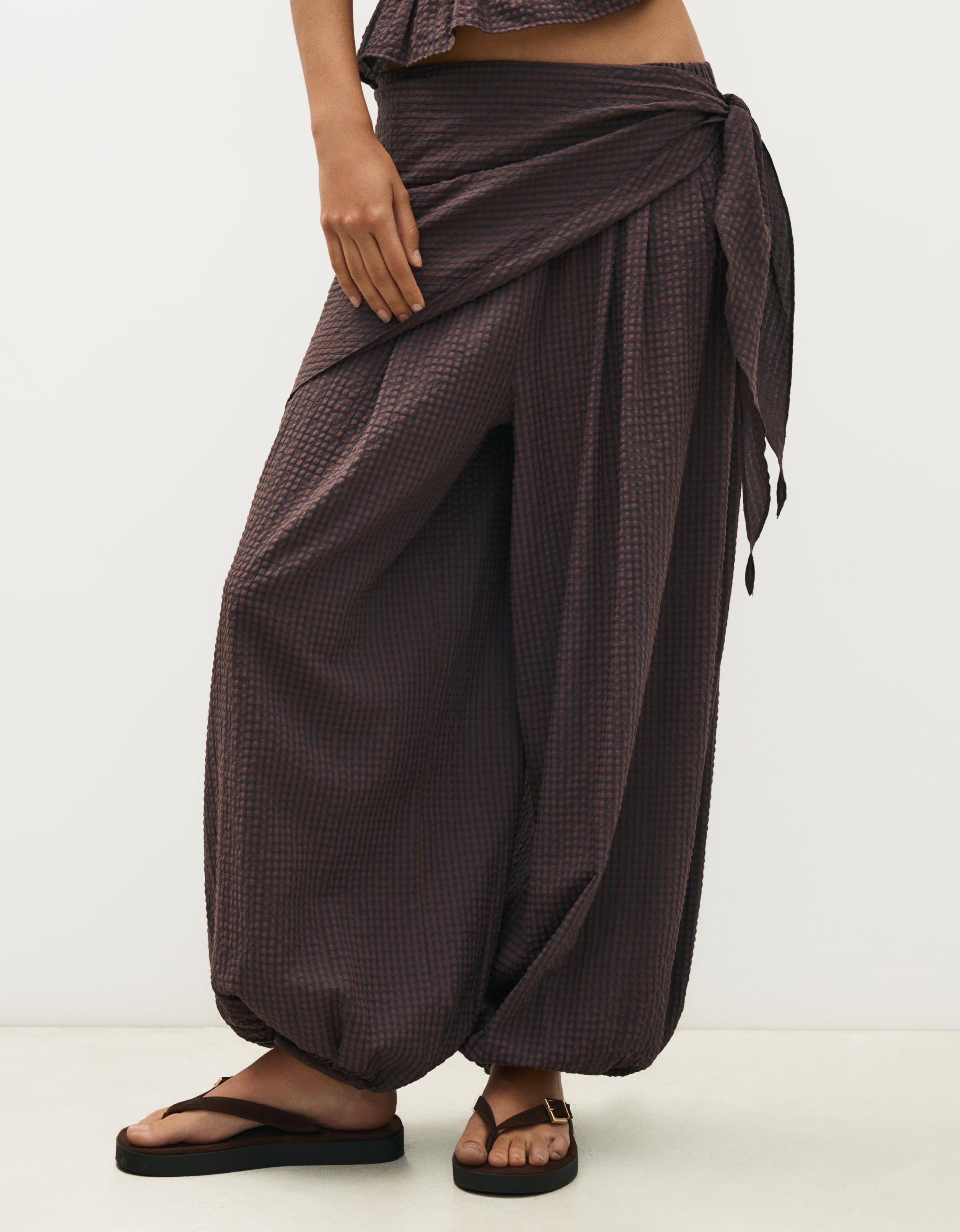 Scarf print sarouel trousers — Brown