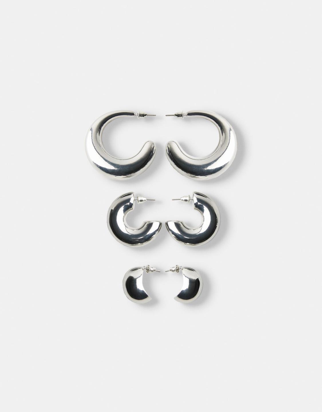 3-pack grova hoop-örhängen