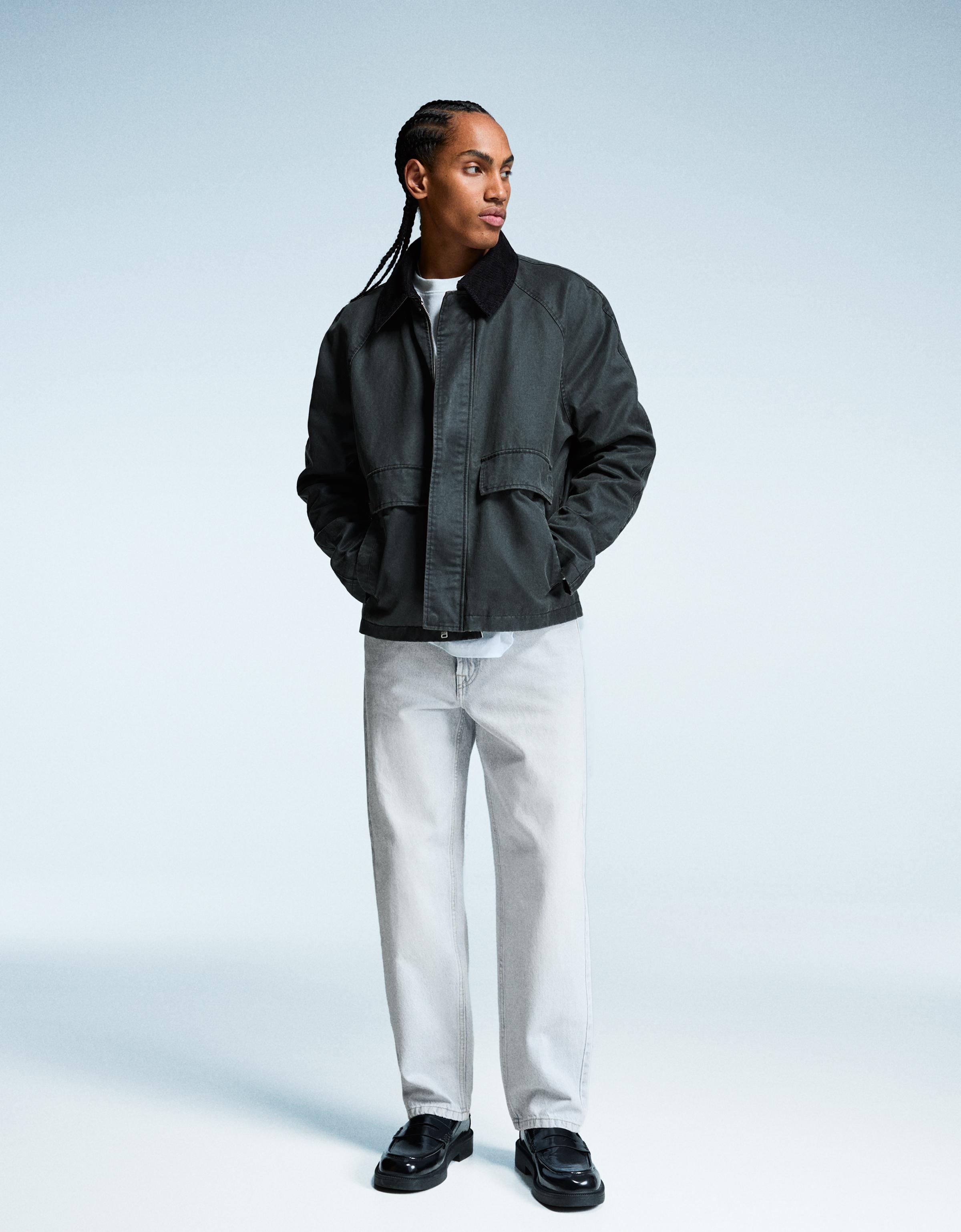 Bershka Tapered-Fit Jeans Herren 34 Hellblau