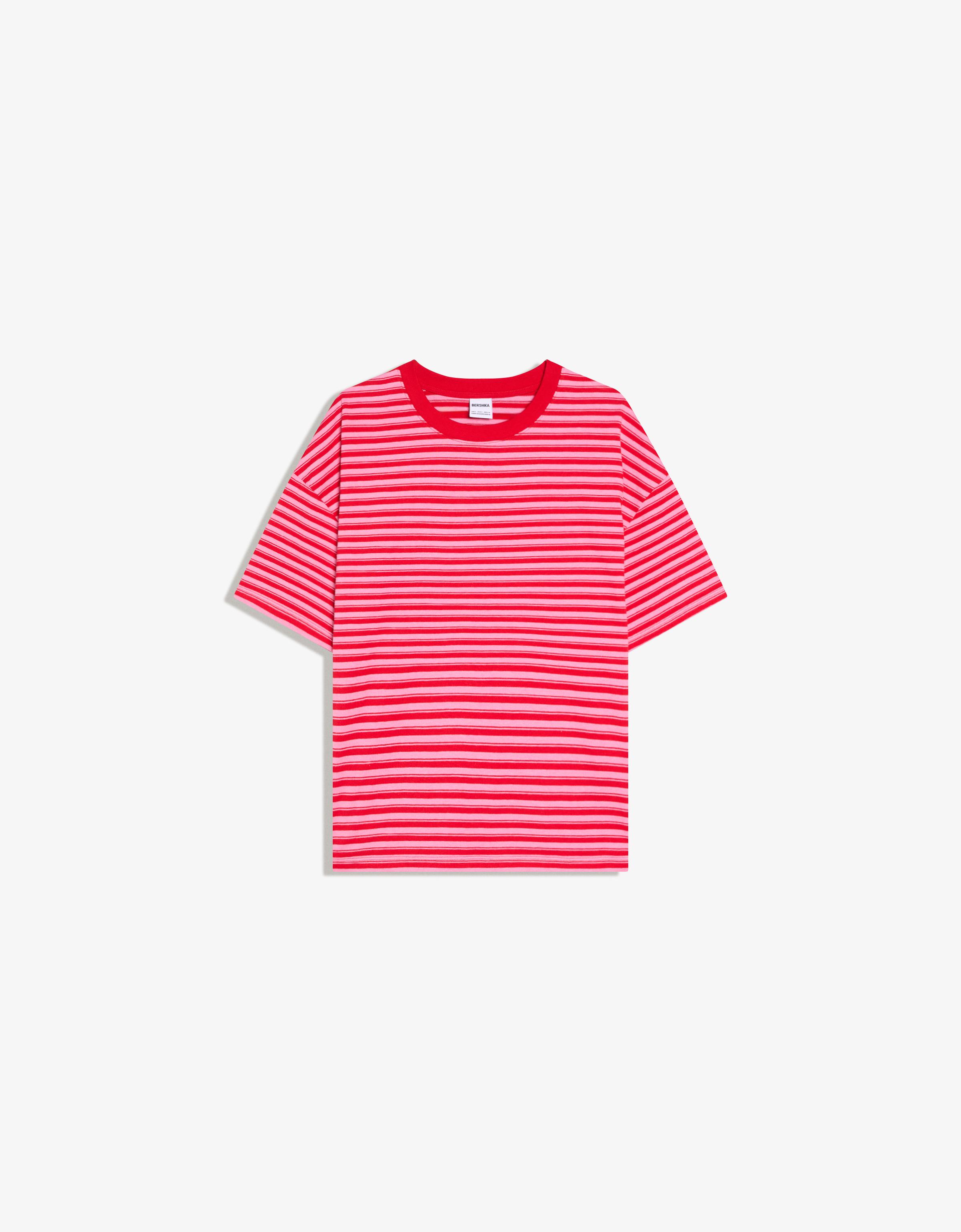 Boxy fit striped T-shirt — Pink