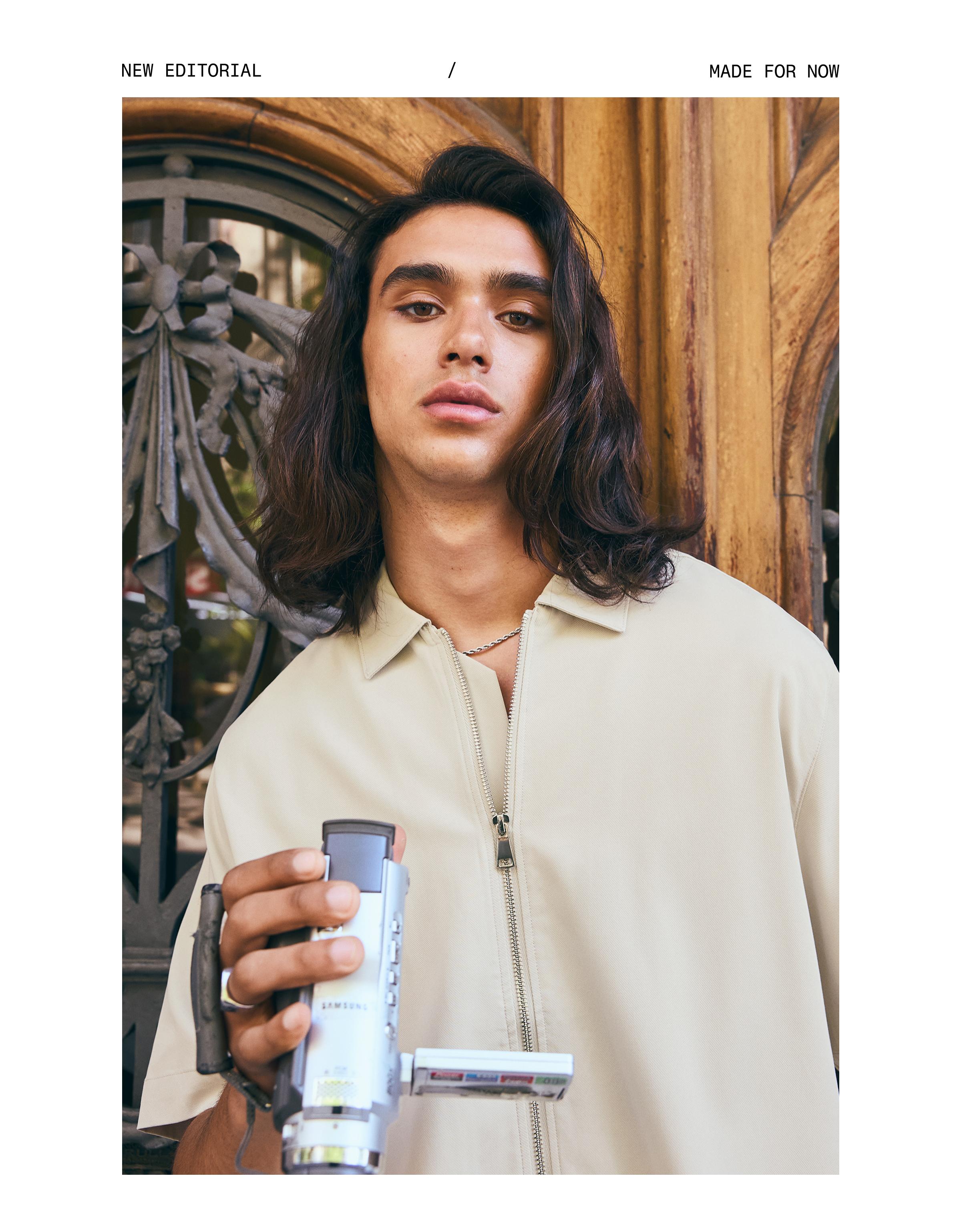 Fluid boxy short sleeve shirt — Stone
