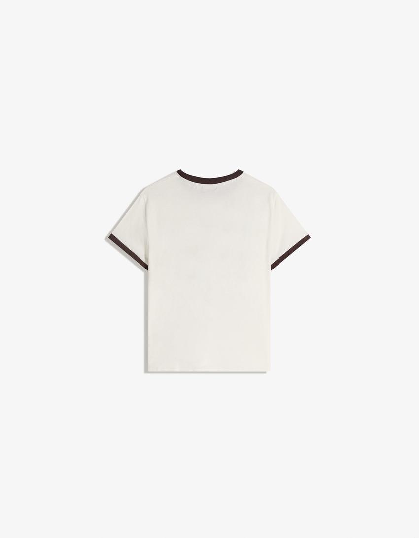 Rilakkuma T-Shirt mit kurzen Ärmeln und Print-Grbrochenes Weiss