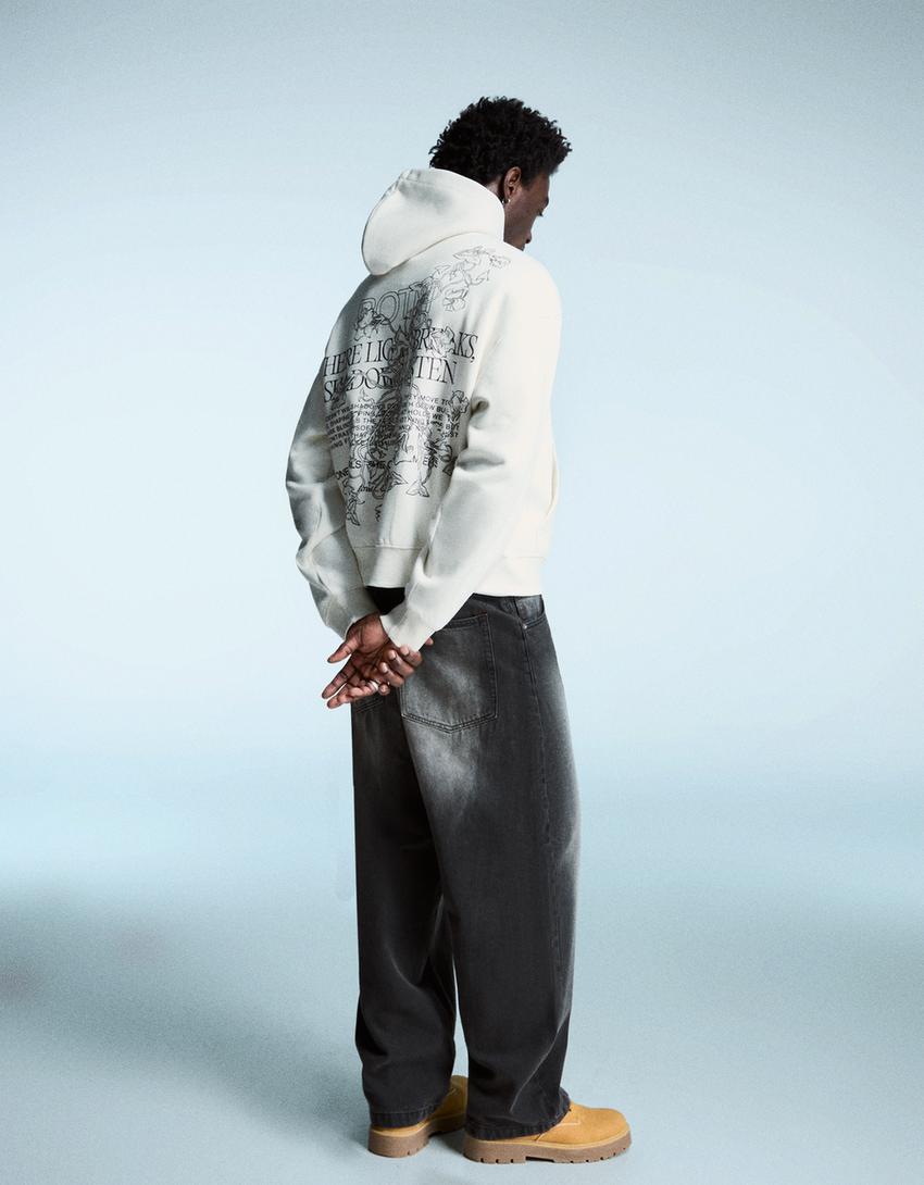 Dessuadora caputxa estampat-Blanc trencat