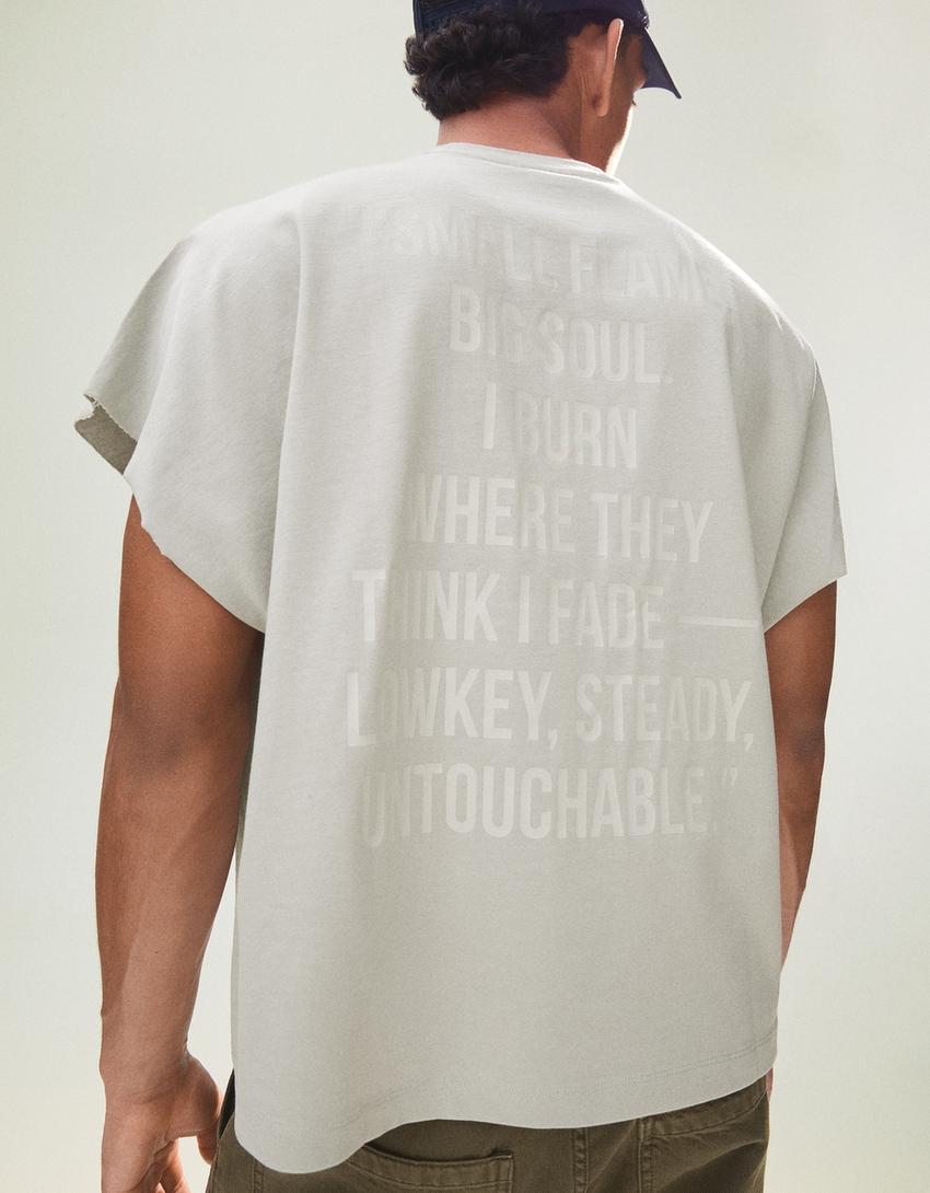 T-shirt sans manches oversize imprimé-Pierre