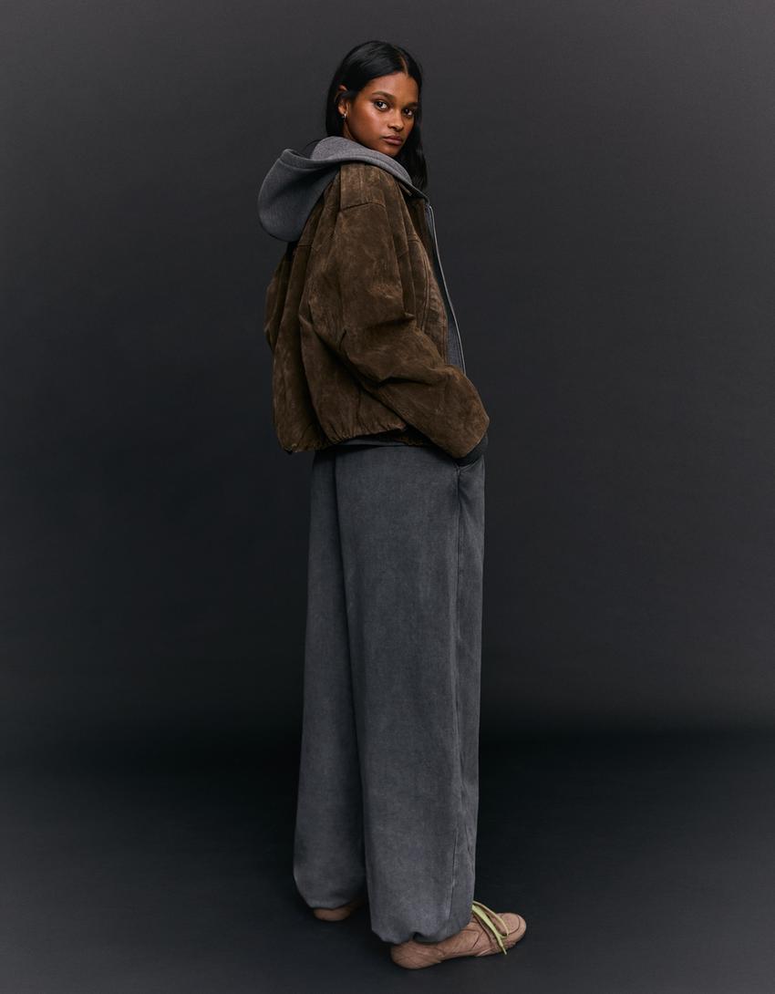 Reguleeritavad barrel-lõikega plüüspüksid-Hall