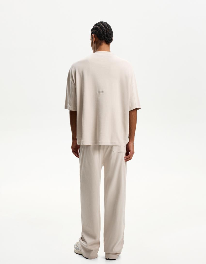 Wide-leg trousers-Stone-1