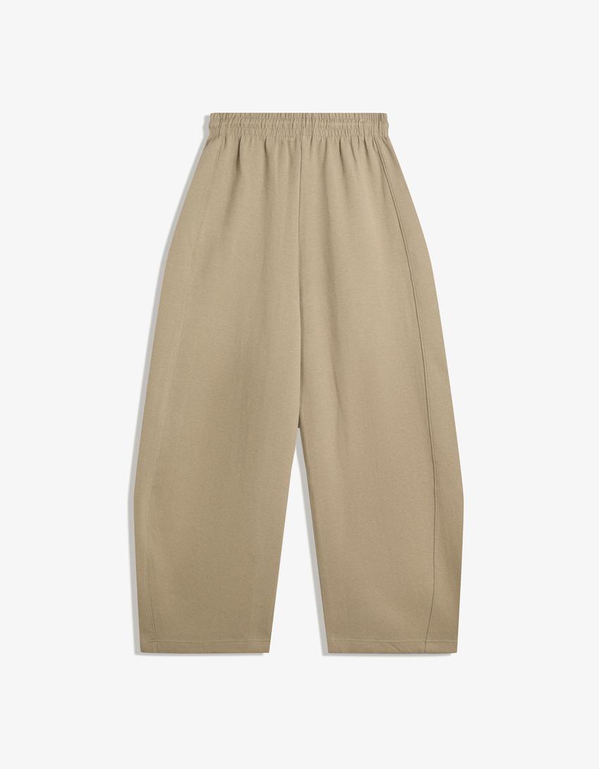 Pantaloni in felpa barrel-Visone-4