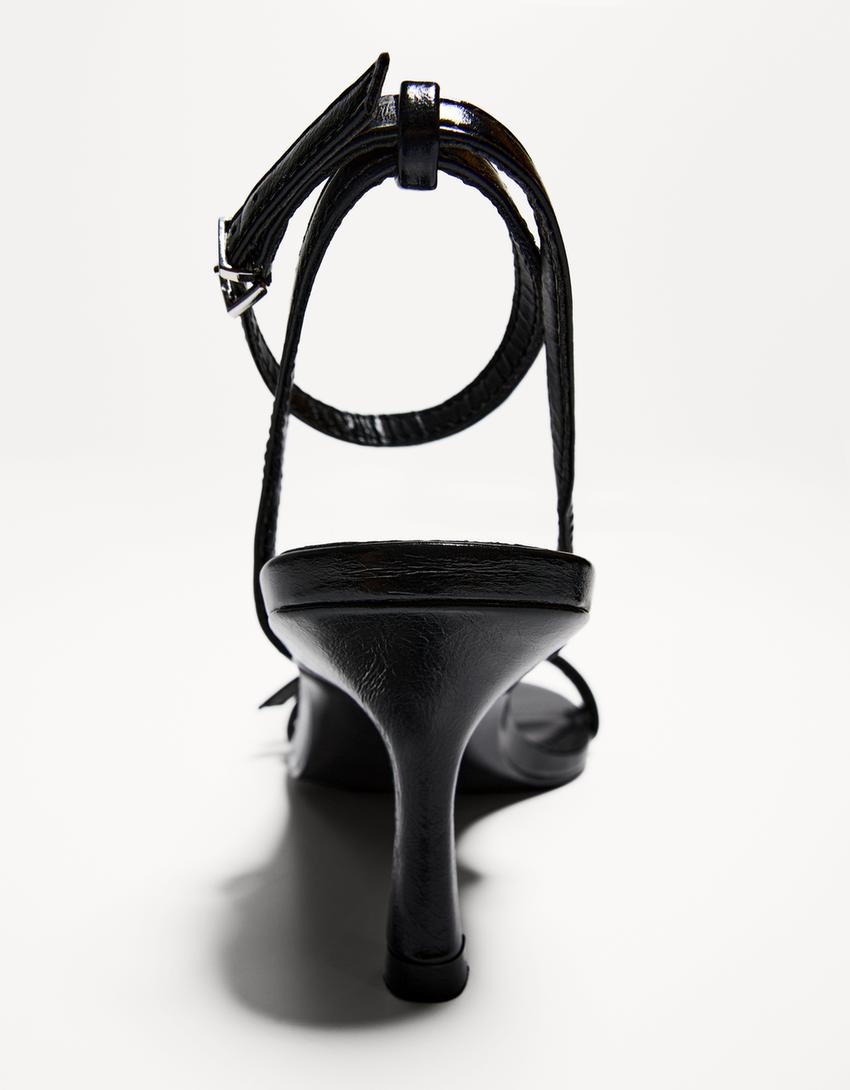 Sandale talon bride cheville-Noir
