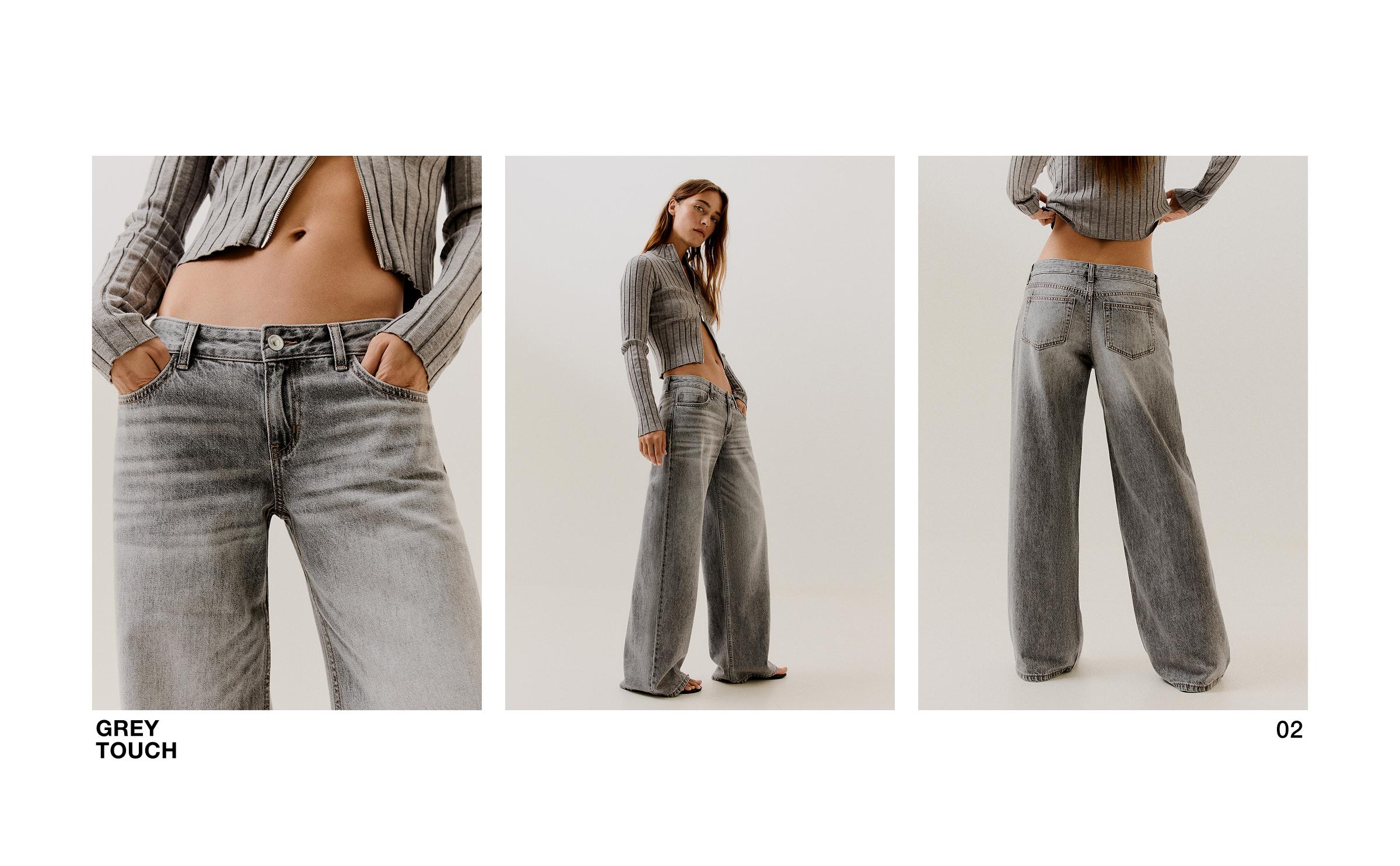 Low-rise wide-leg jeans — Grey