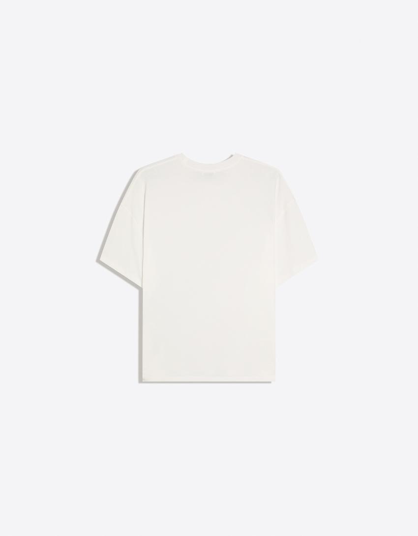 Camiseta manga corta print-Blanco roto
