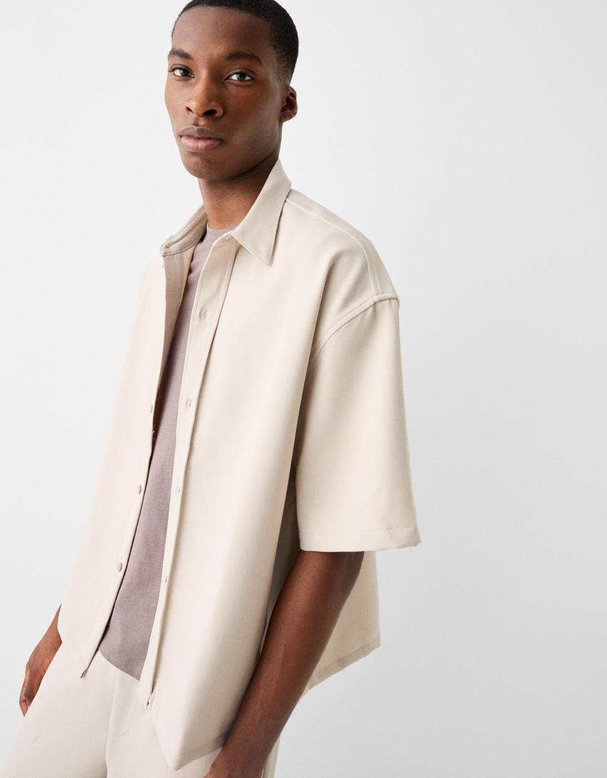 Tailored shirt and trousers set-Sand-3