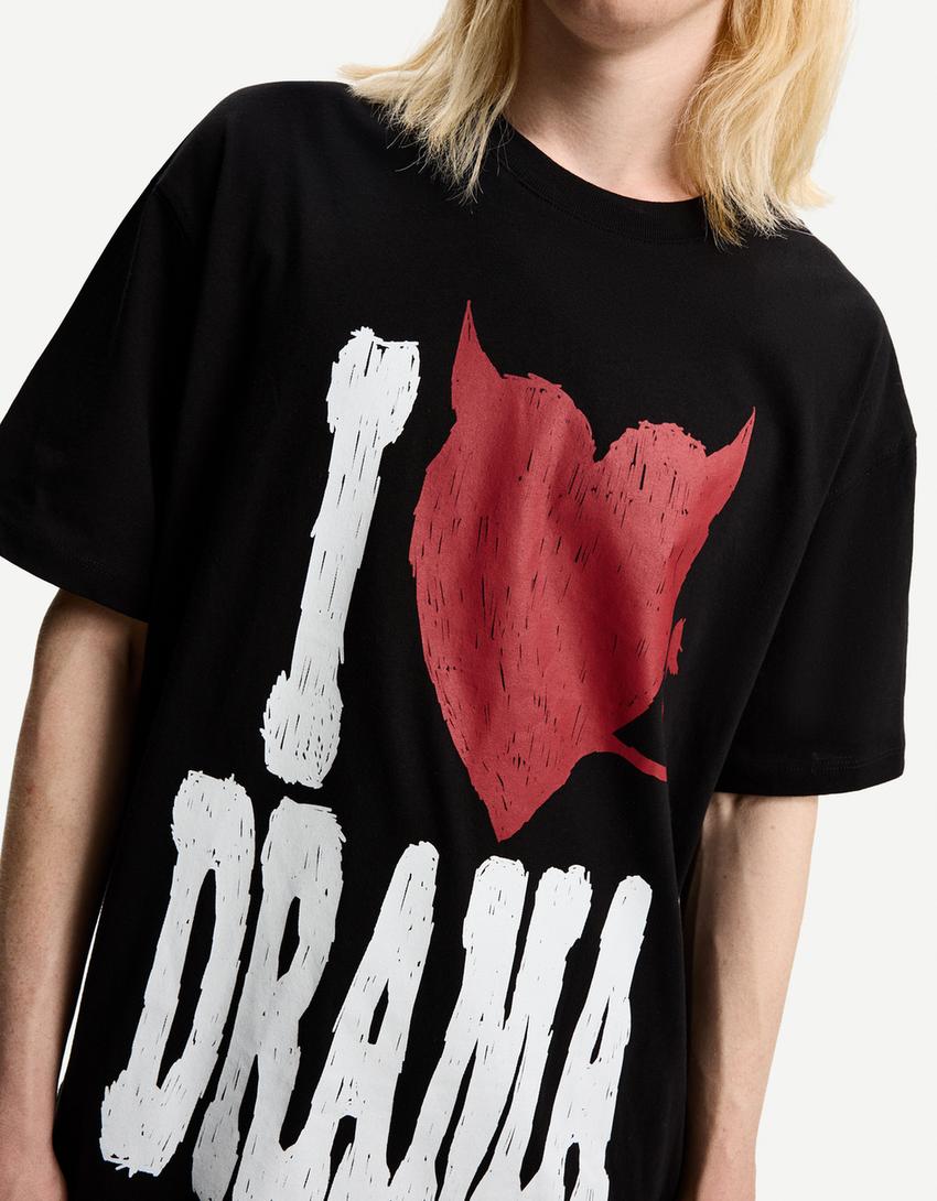 Camiseta manga corta print-Negro-2