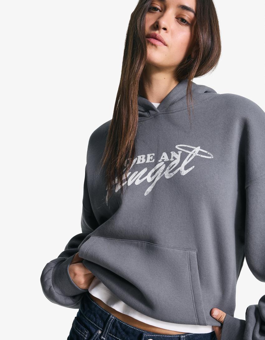 Printed hoodie-Dark grey-1