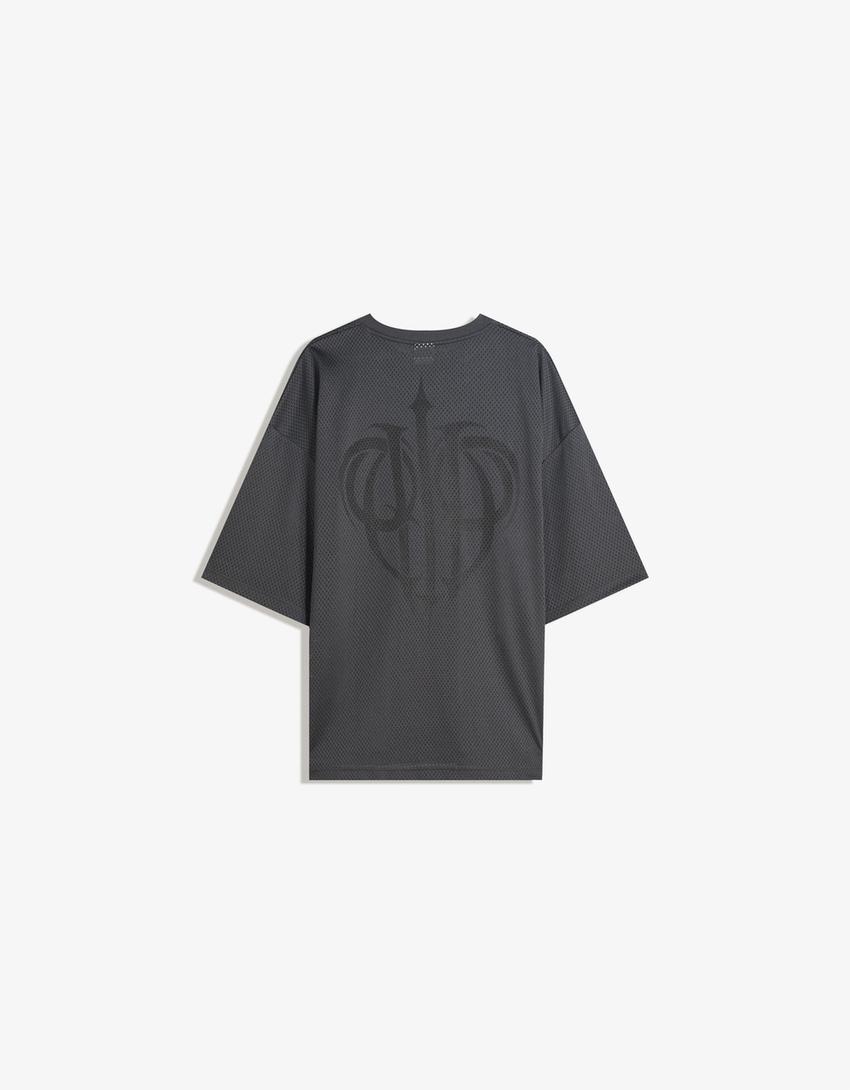 T-shirt de manga curta mesh-Cinza