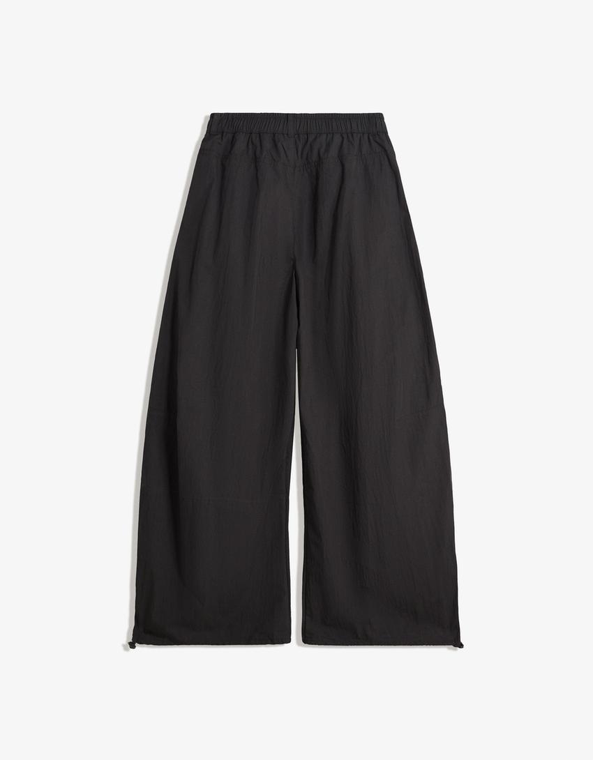 Pantaloni balloon parachute tecnico-Nero