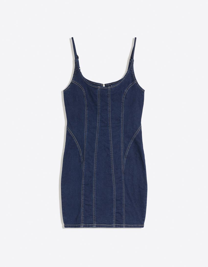 Vestido denim mini-Marino