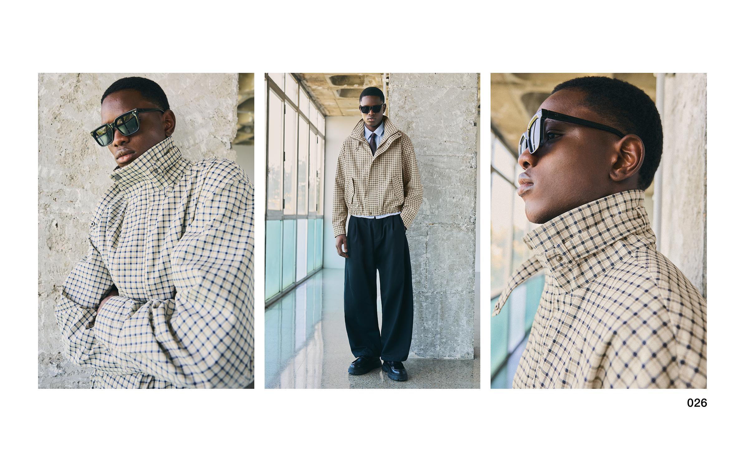 Check zip-up jacket — Cream