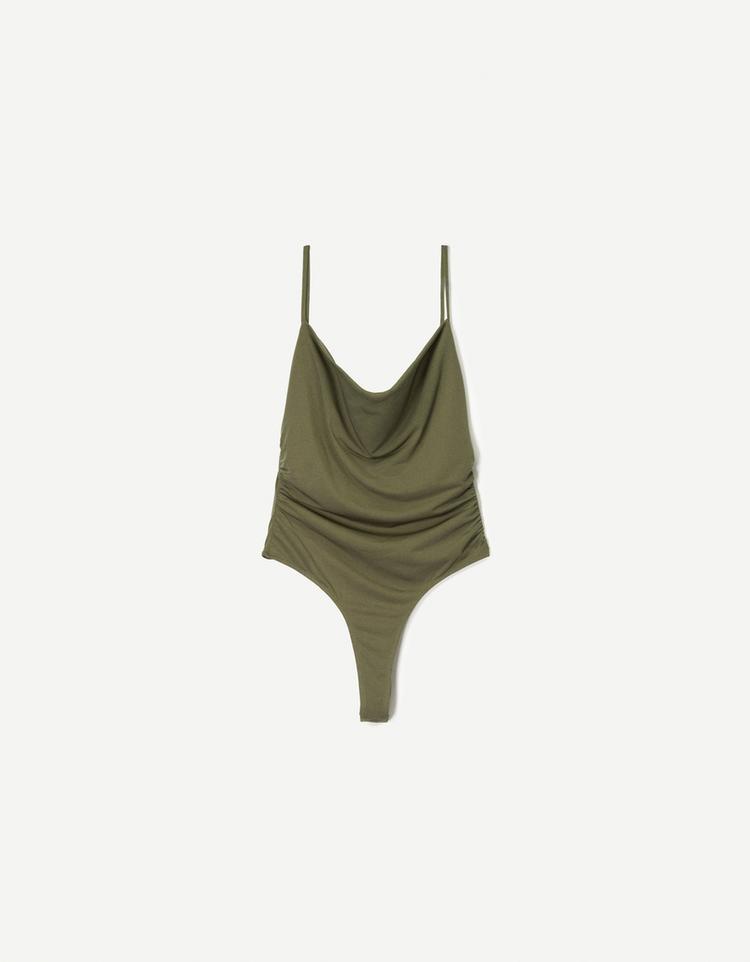 Strappy draped bodysuit