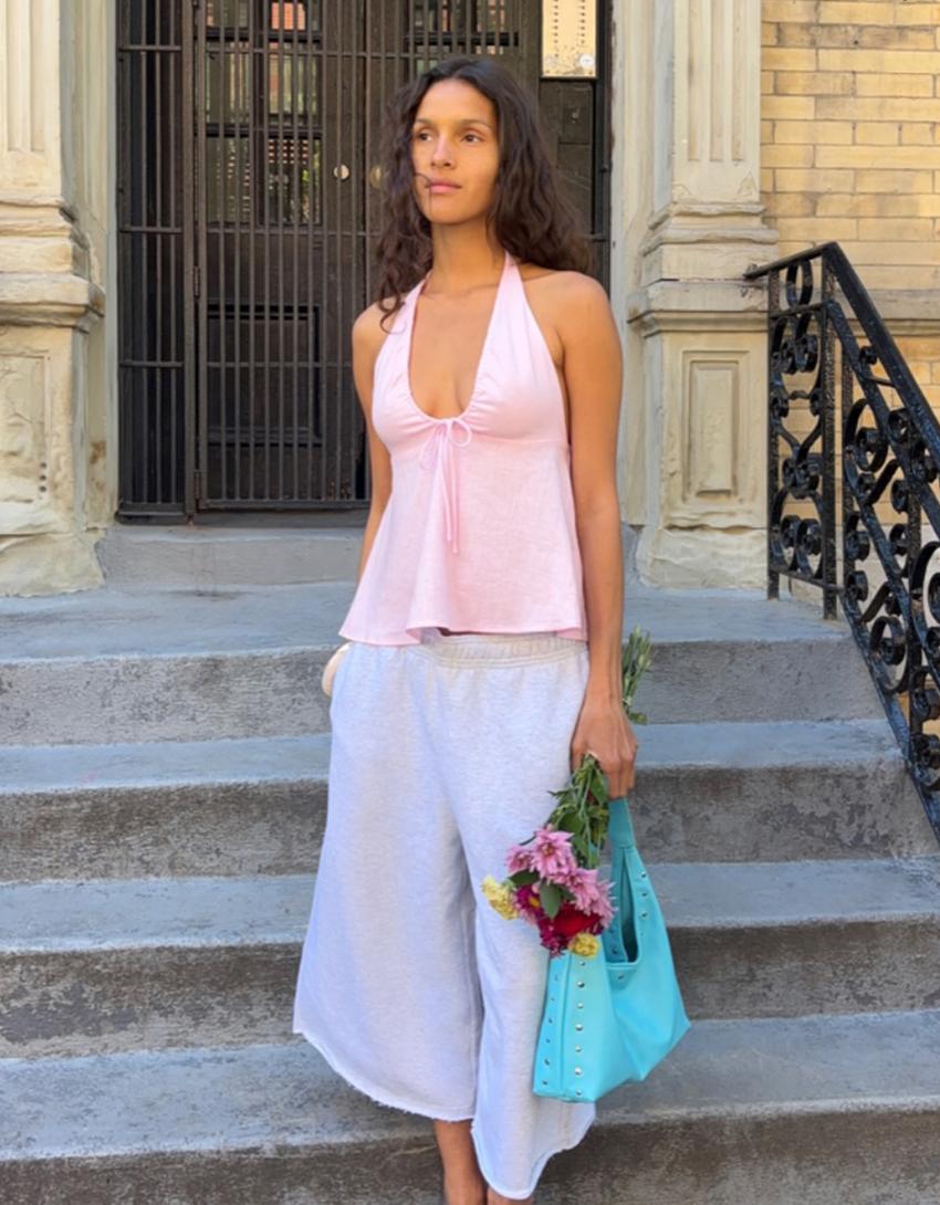 Sac seau clouté-Bleu clair